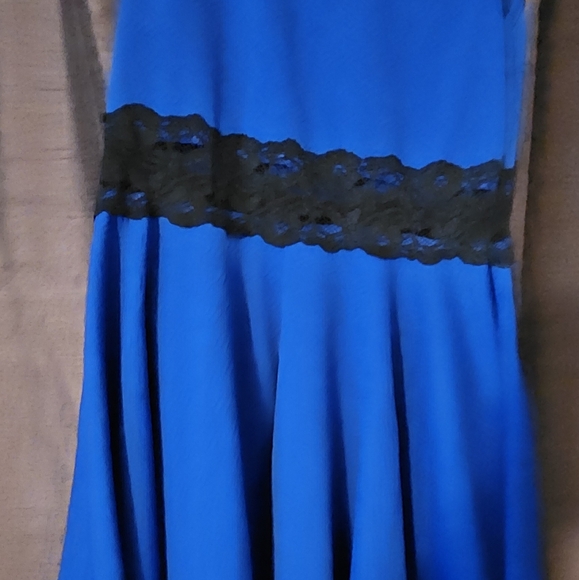 Sapphire Blue Mini Dress - Sheer Waist - Picture 3 of 3